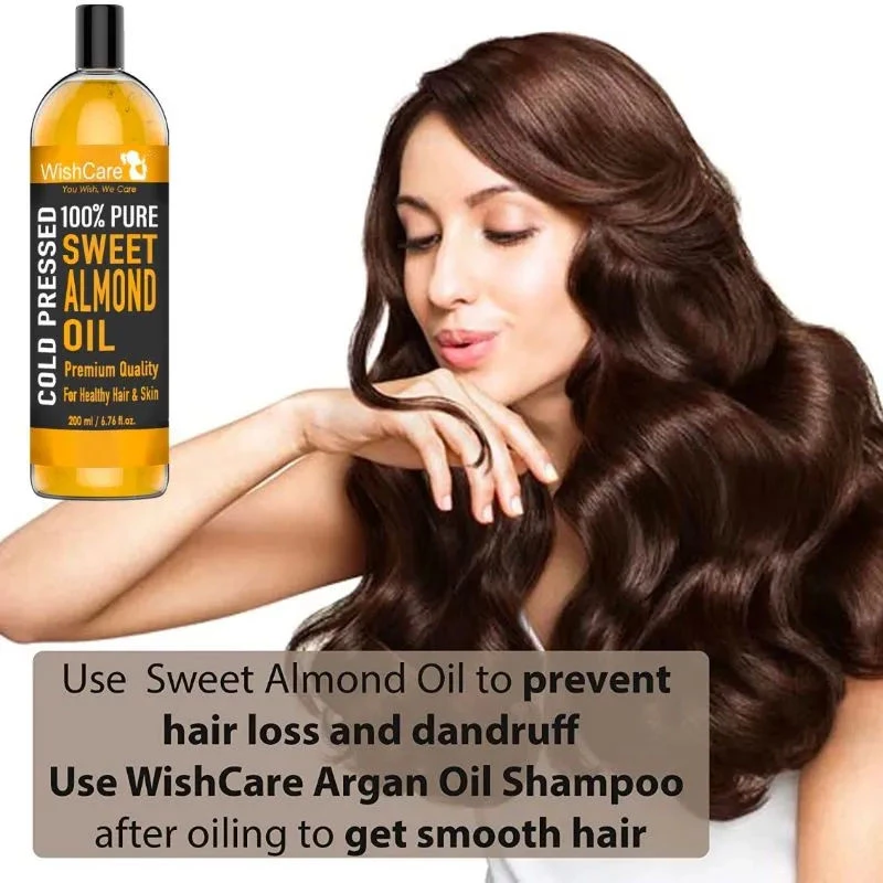 Wishcare 100% Pure Cold Pressed Badam Rogan Sweet Almond Oil for Healthy Hair and Glowing Skin - Image 3