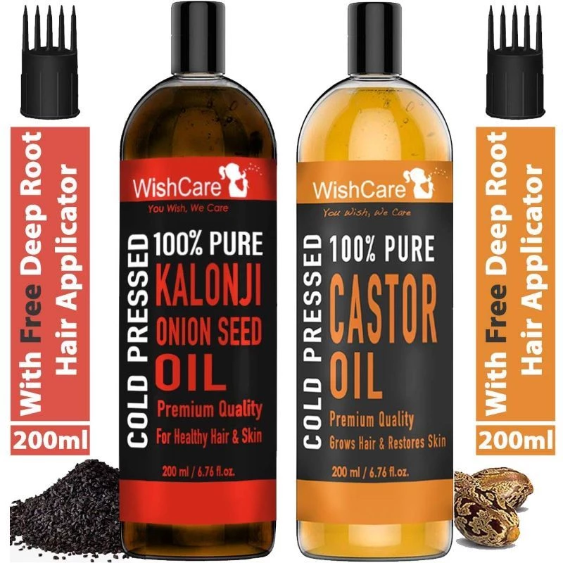 Wishcare 100 Pure Cold Pressed Castor Oil & Kalonji Black Onion Seed Oil Combo