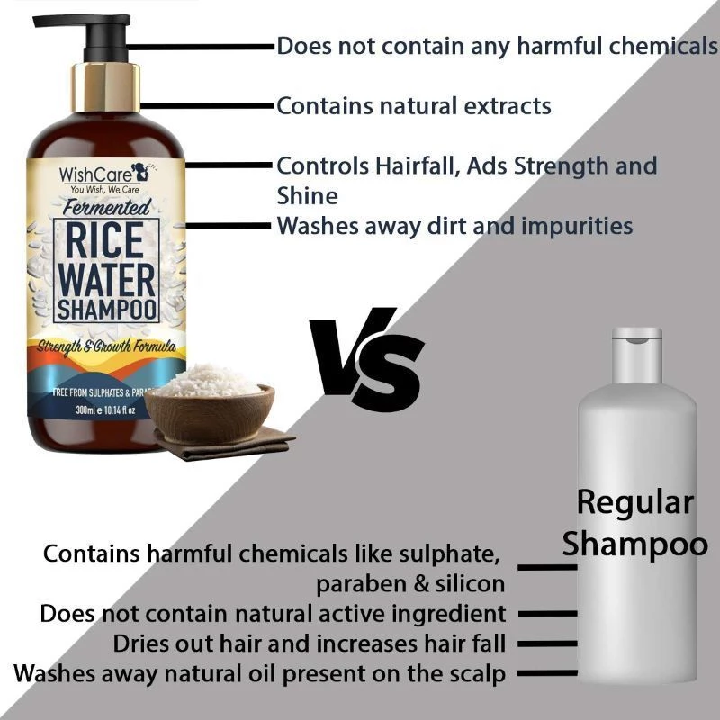 Wishcare Fermented Rice Water Shampoo For Dry & Frizzy Hair - Paraben And Sulphate Free Shampoo - Image 3