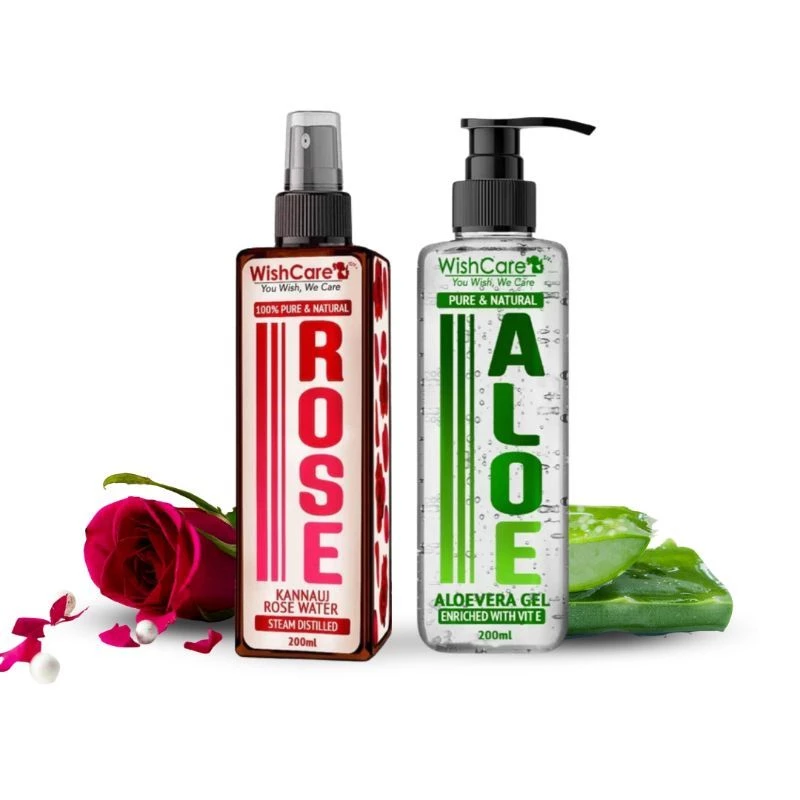Wishcare Pure Aloe Vera Gel+ Rose Water Wishcare Pure Aloe Vera Gel+ Rose Water-Pack Size-200 ml (Each)