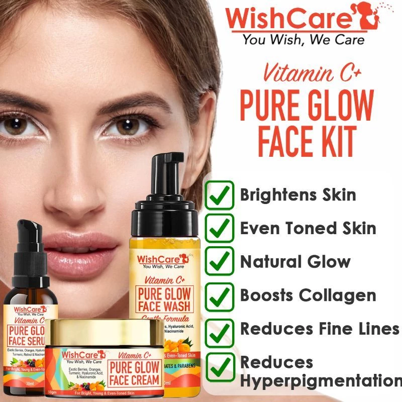 Wishcare Pure Glow Vitamin C Face Kit - For Bright & Young Skin With Hyaluronic Acid & Niacinamide - Image 2