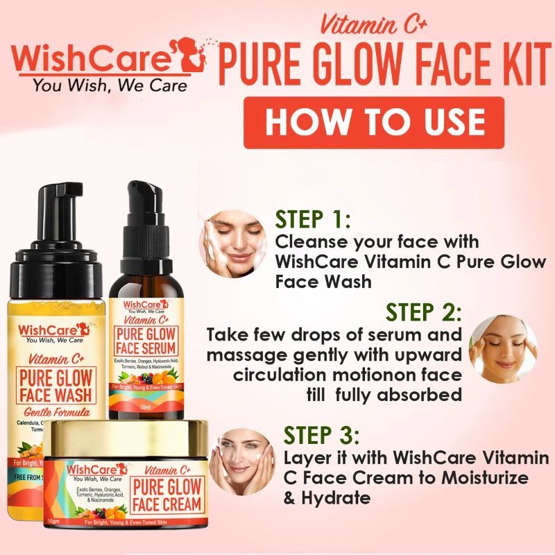 Wishcare Pure Glow Vitamin C Face Kit - For Bright & Young Skin With Hyaluronic Acid & Niacinamide - Image 5