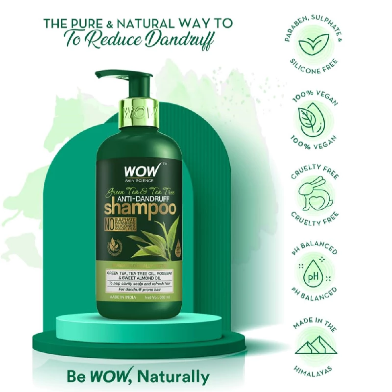 Wow Skin Science Green Tea & Tea Tree Anti-Dandruff Shampoo - Image 7
