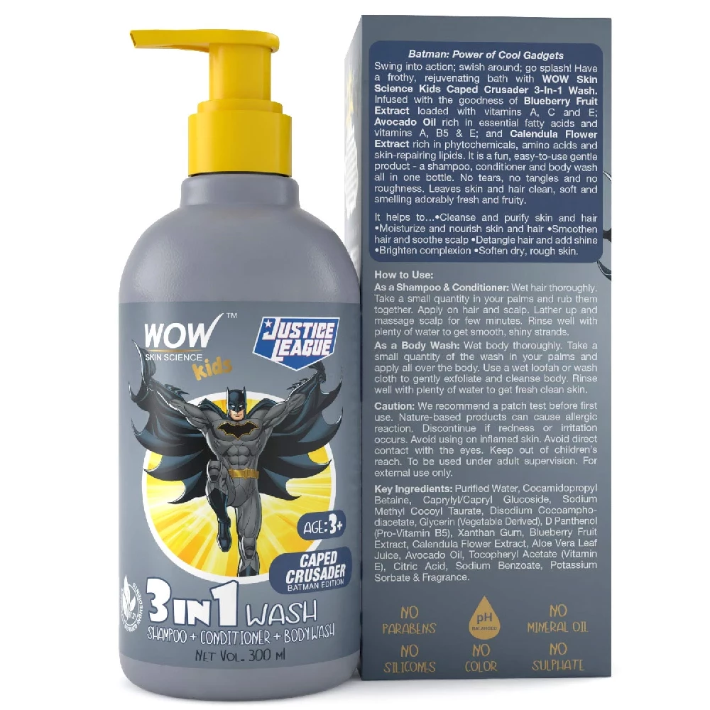 Wow Skin Science Kids 3 in 1 Wash - Caped Crusader Batman Edition - Image 2
