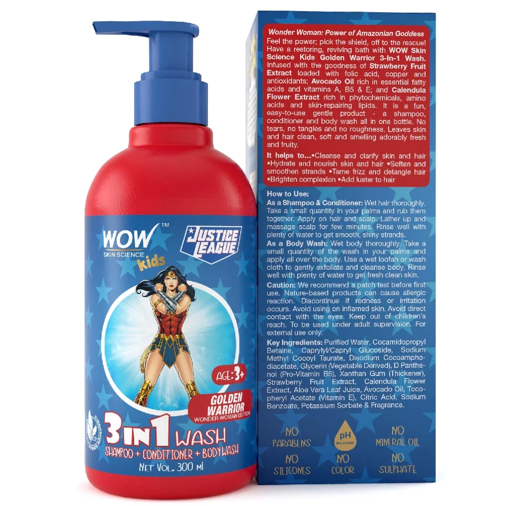 Wow Skin Science Kids 3 in 1 Wash - Golden Warrior Wonder Woman Edition - Image 2