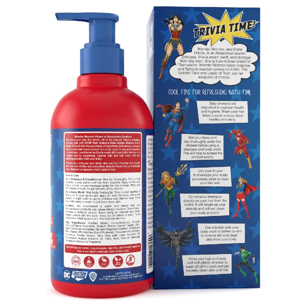 Wow Skin Science Kids 3 in 1 Wash - Golden Warrior Wonder Woman Edition - Image 3