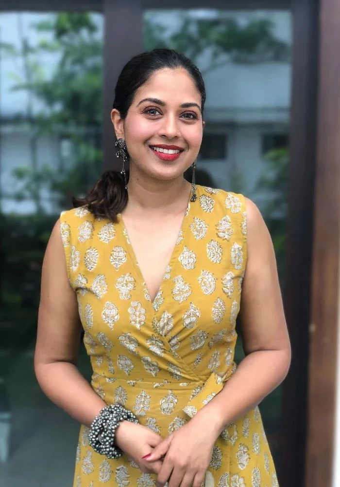Yellow Cotton Dress with Baghru Hand-Block Print