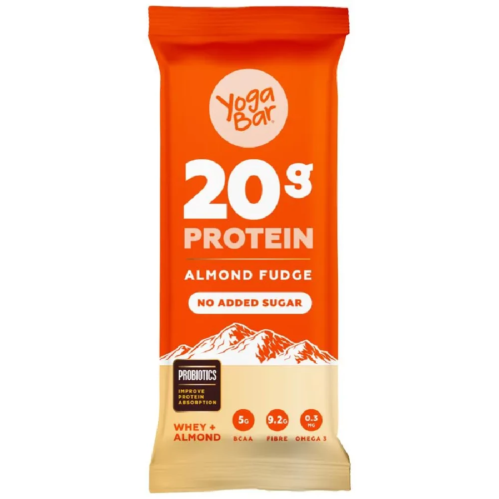 Yoga Bar 20g Protein Bar - Almond Fudge, No Added Sugar, Loaded With Fibre