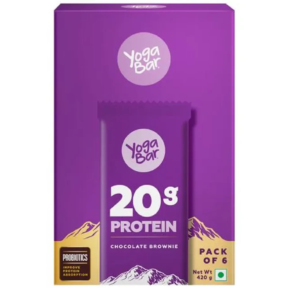 Yoga Bar 20g Protein Bar - Chocolate Brownie, No Added Sugar, Loaded With Fibre, 70 g (Pack of 6) Yoga Bar 20g Protein Bar - Chocolate Brownie, No Added Sugar, Loaded With Fibre, 70 g (Pack of 6)--70 g (Pack of 6)