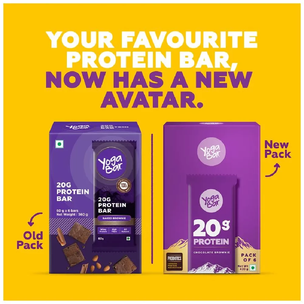 Yoga Bar 20g Protein Bar - Chocolate Brownie, No Added Sugar, Loaded With Fibre, 70 g (Pack of 6) - Image 6