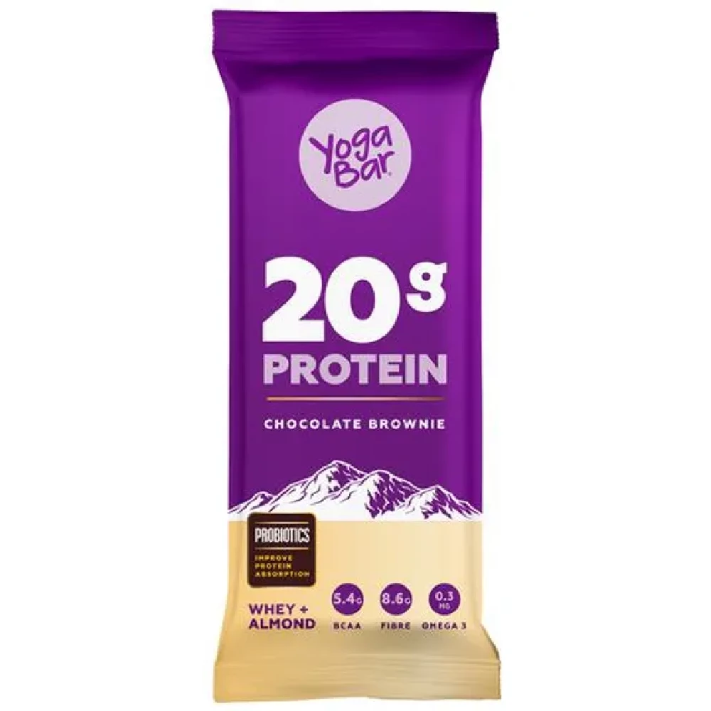 Yoga Bar 20g Protein Bar - Chocolate Brownie, No Added Sugar, Loaded With Fibre Yoga Bar 20g Protein Bar - Chocolate Brownie, No Added Sugar, Loaded With Fibre--70g