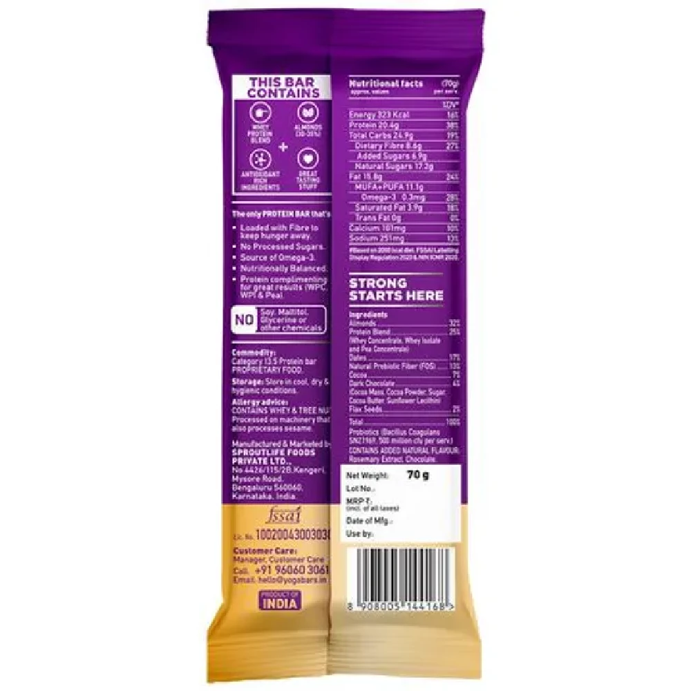 Yoga Bar 20g Protein Bar - Chocolate Brownie, No Added Sugar, Loaded With Fibre - Image 2