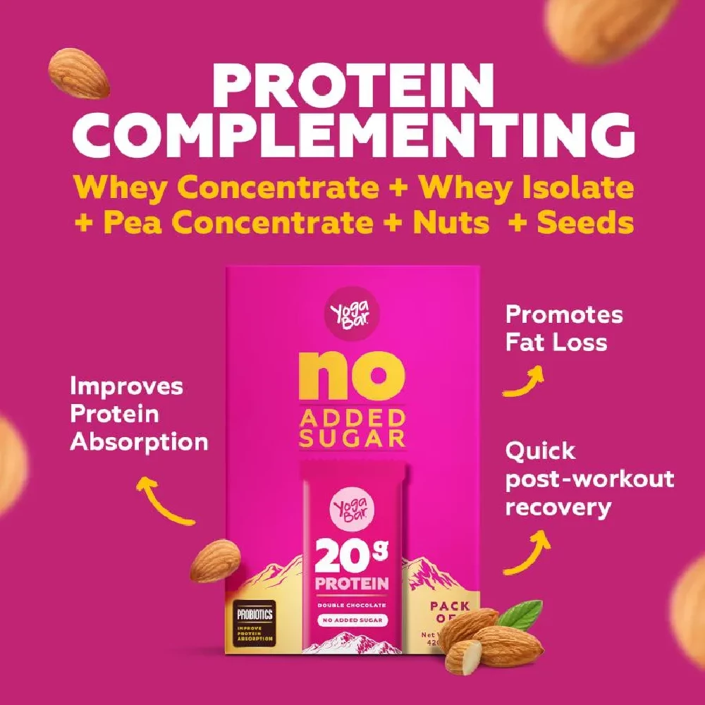 Yoga Bar 20g Protein Bar - Double Chocolate, No Added Sugar, Loaded With Fibre - Image 16