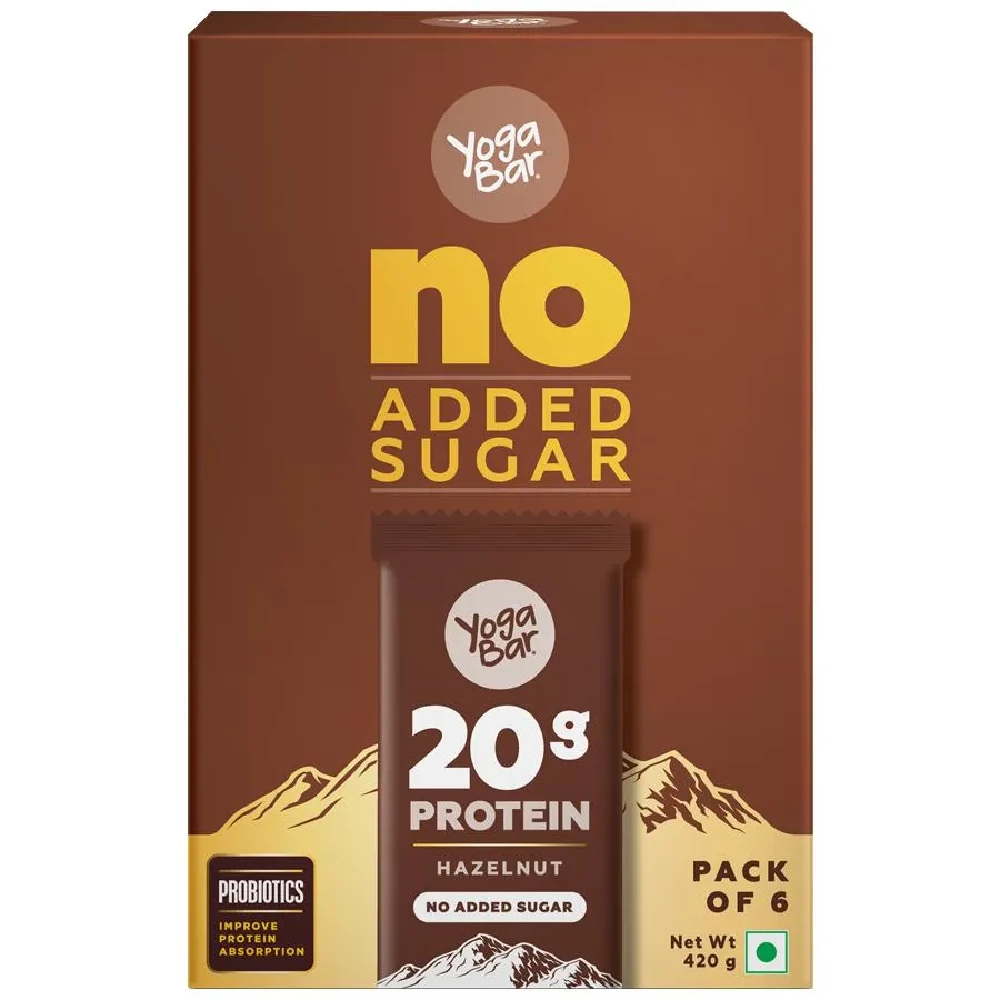 Yoga Bar 20g Protein Bars - Hazelnut, No Added Sugar, Loaded With Fibre Yoga Bar 20g Protein Bars - Hazelnut, No Added Sugar, Loaded With Fibre--70 g (Pack of 6)