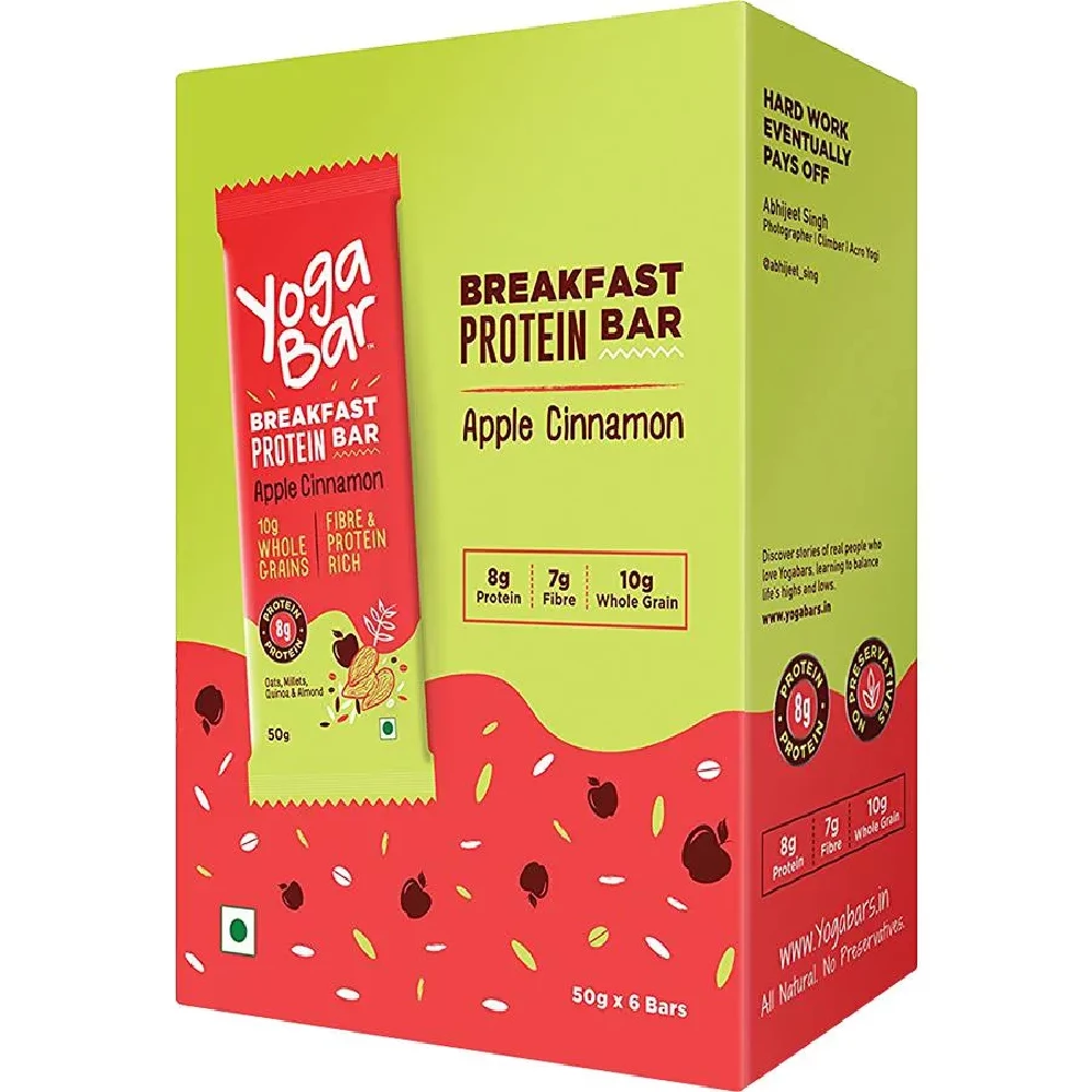 Yoga Bar Breakfast Protein Bars - Apple Cinnamon, Healthy Snack, Rich In Protein & Fibre Yoga Bar Breakfast Protein Bars - Apple Cinnamon, Healthy Snack, Rich In Protein & Fibre--50 g (Pack of 6)