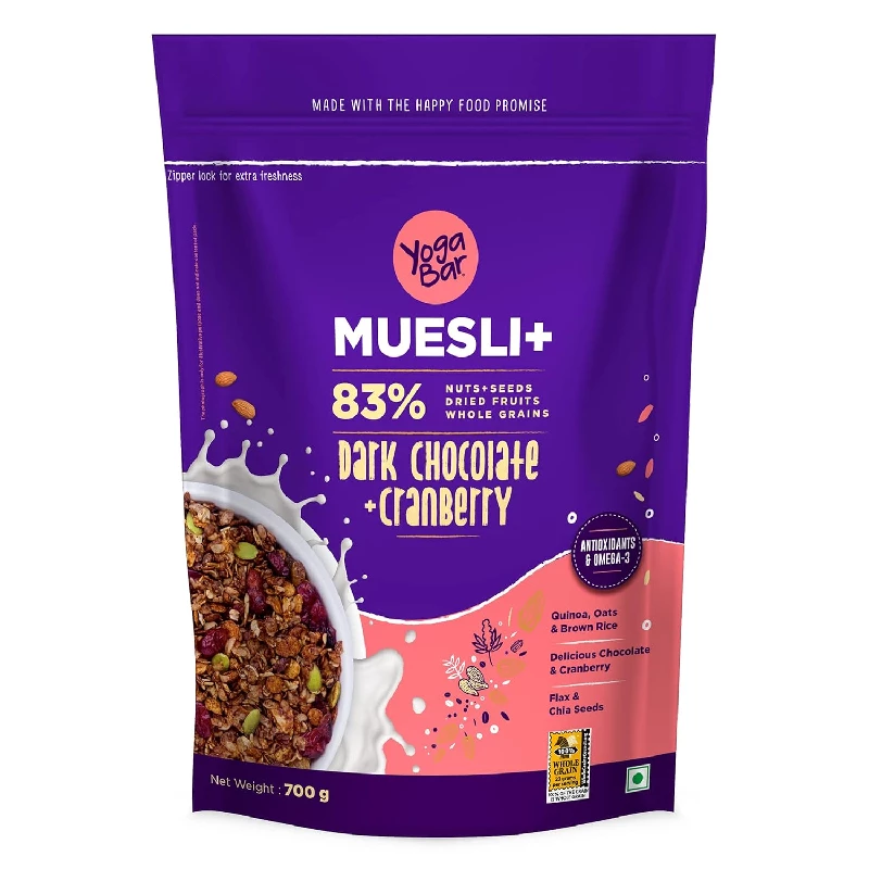 Yogabar Dark Chocolate & Cranberry Muesli Yogabar Dark Chocolate & Cranberry Muesli-Pack Size-700 g