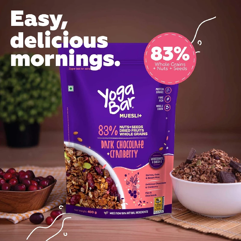 Yogabar Dark Chocolate & Cranberry Muesli - Image 3