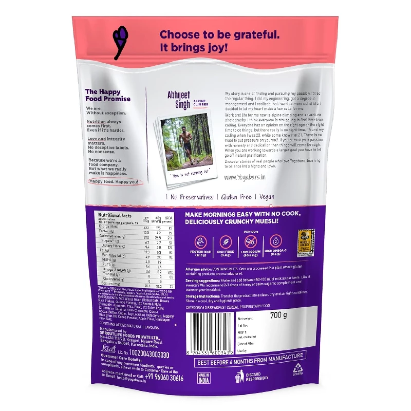 Yogabar Dark Chocolate & Cranberry Muesli - Image 6