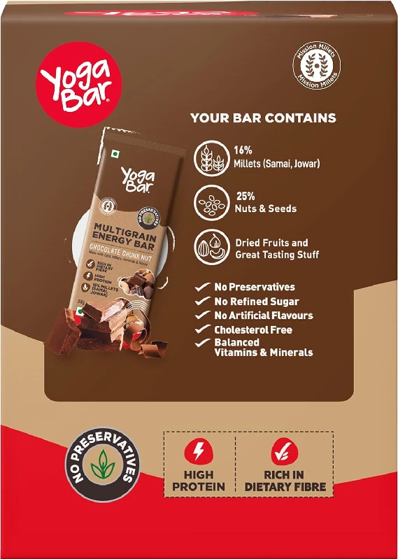 Yogabar Energy Bars Chocolate Chunk (Pack of 10) Yogabar Energy Bars Chocolate Chunk (Pack of 10)-Pack Size-38 g (Each)
