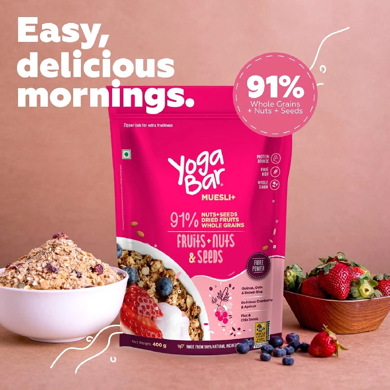 Yogabar Wholegrain Breakfast Muesli Fruits, Nuts + Seeds with Flax and Chia Seeds - Image 4