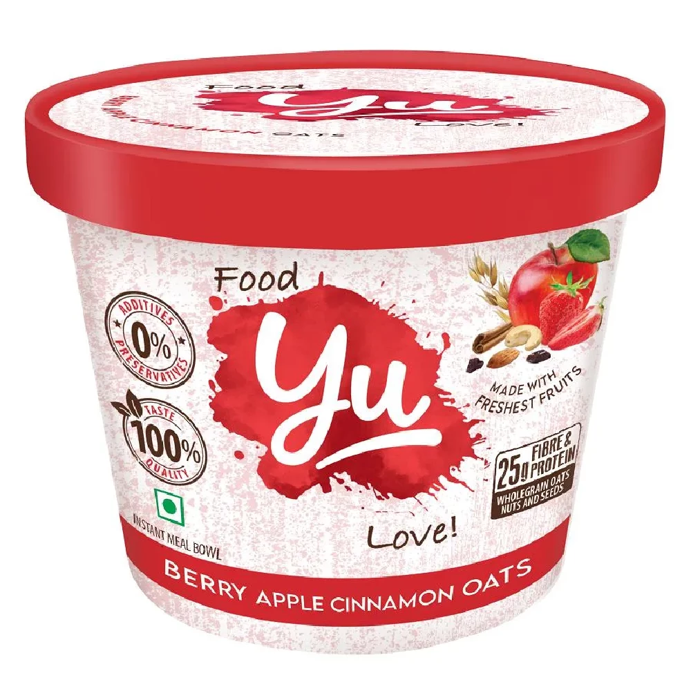Yu Berry Apple Cinnamon Instant Oats Healthy Breakfast, Rich In Fibre, Protein
