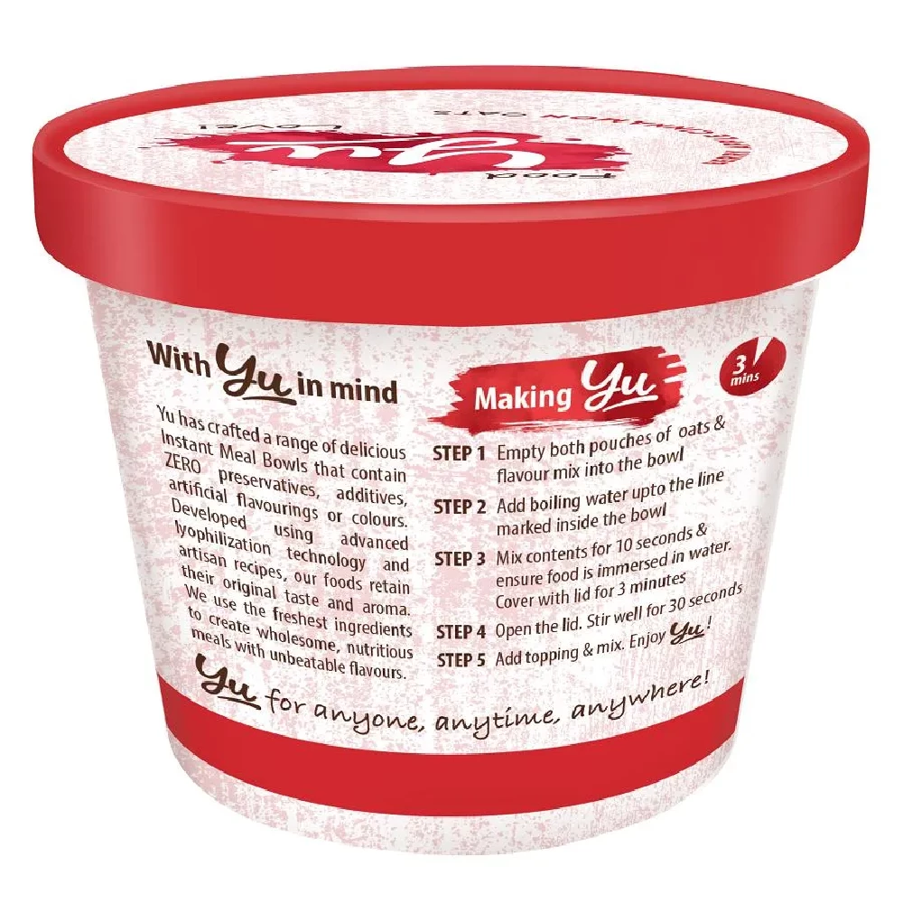 Yu Berry Apple Cinnamon Instant Oats - Healthy Breakfast, Rich In Fibre, Protein - Image 2