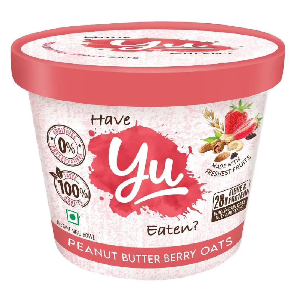 Yu Peanut Butter Berry Oats Healthy Breakfast, Rich In Fibre, Protein