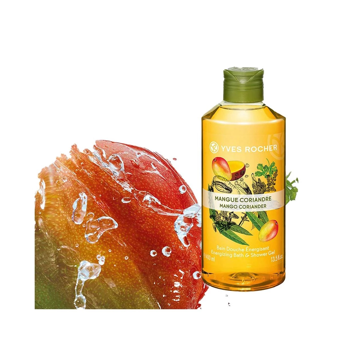 Yves Rocher Energizing Bath And Shower Gel-Mango Coriander - Image 2