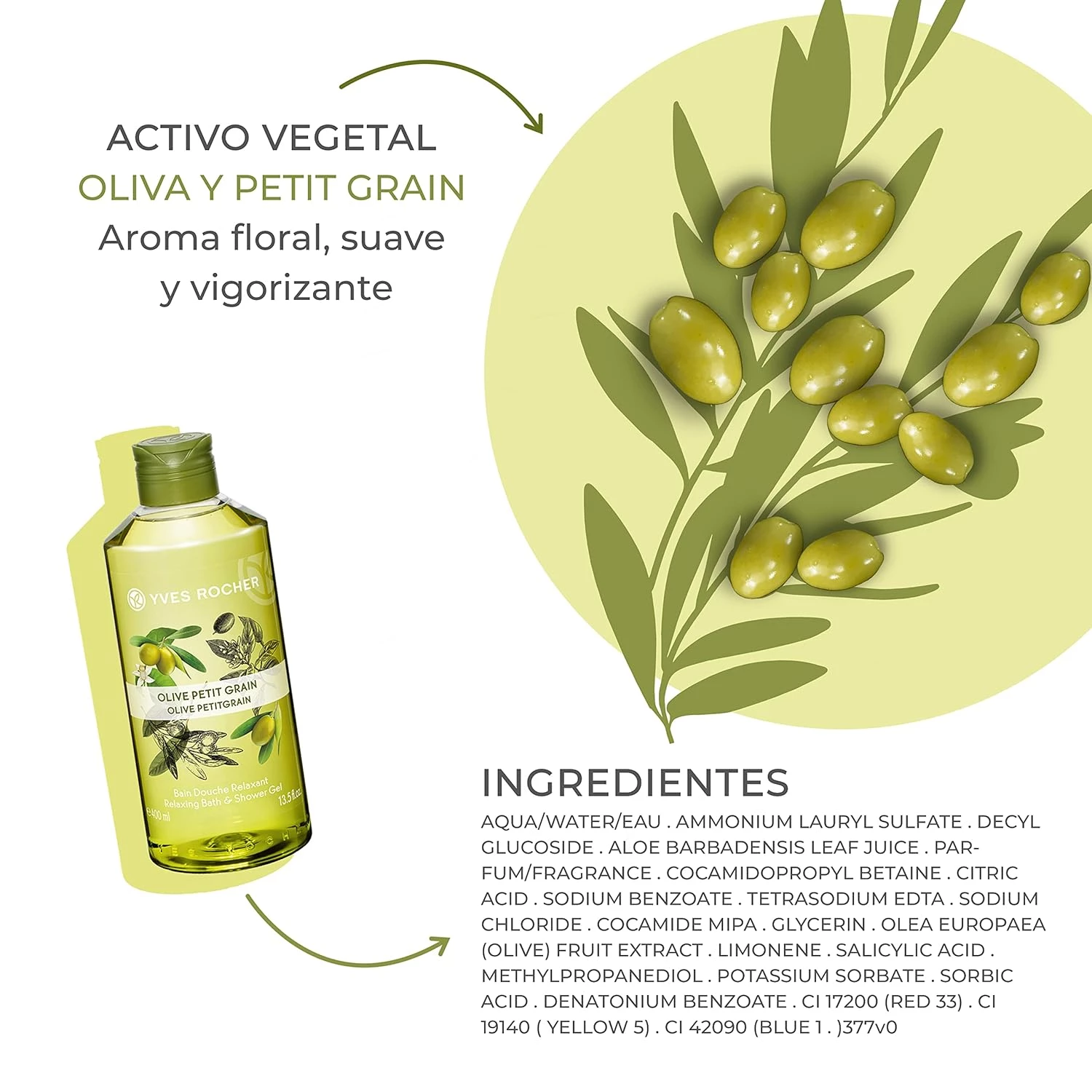 Yves Rocher Relaxing Bath & Shower Gel-Olive Petitgrain - Image 2