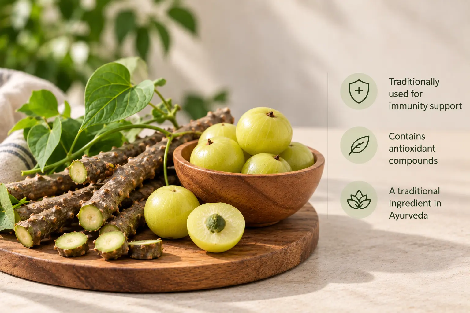 Giloy and amla benefits, including antioxidant properties and traditional Ayurvedic use