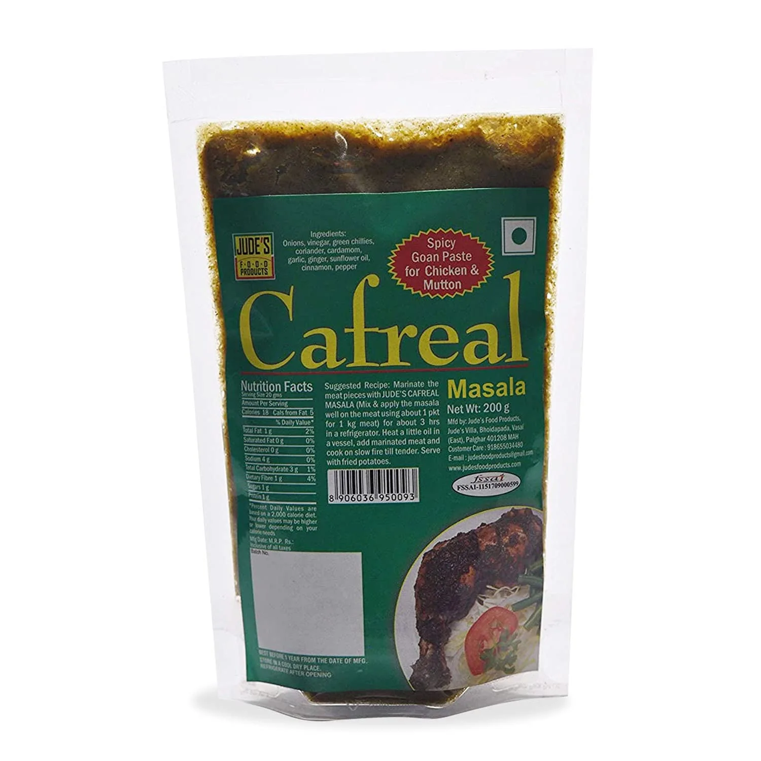Cafreal Authentic traditional Goan recipe  Goan Speciality  Ready to Use Cafreal Authentic traditional Goan recipe  Goan Speciality  Ready to Use-Pack Size-200g