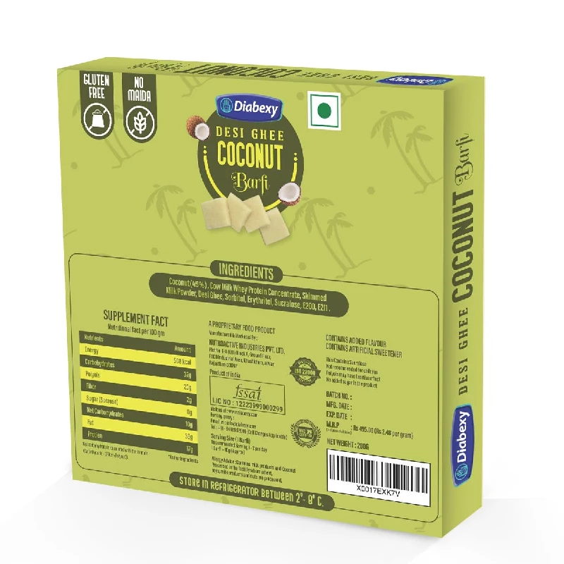 Diabexy Desi Ghee Sugar Free Coconut Barfi - Image 2