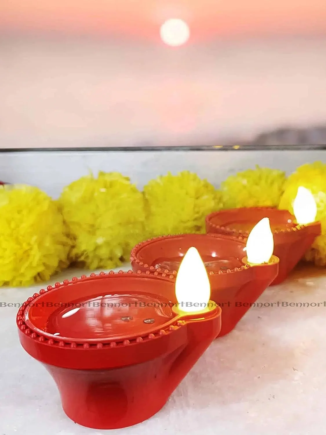 Water Sensor Electric LED Diyas Plastic Flameless & Smokeles Diwali Light Diya Warm Ambient  - Image 3