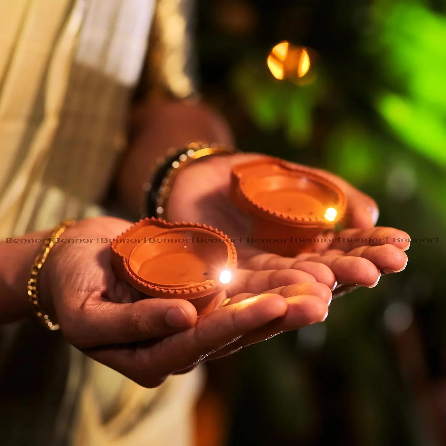 Water Sensor Electric LED Diyas Plastic Flameless & Smokeles Diwali Light Diya Warm Ambient  - Image 4