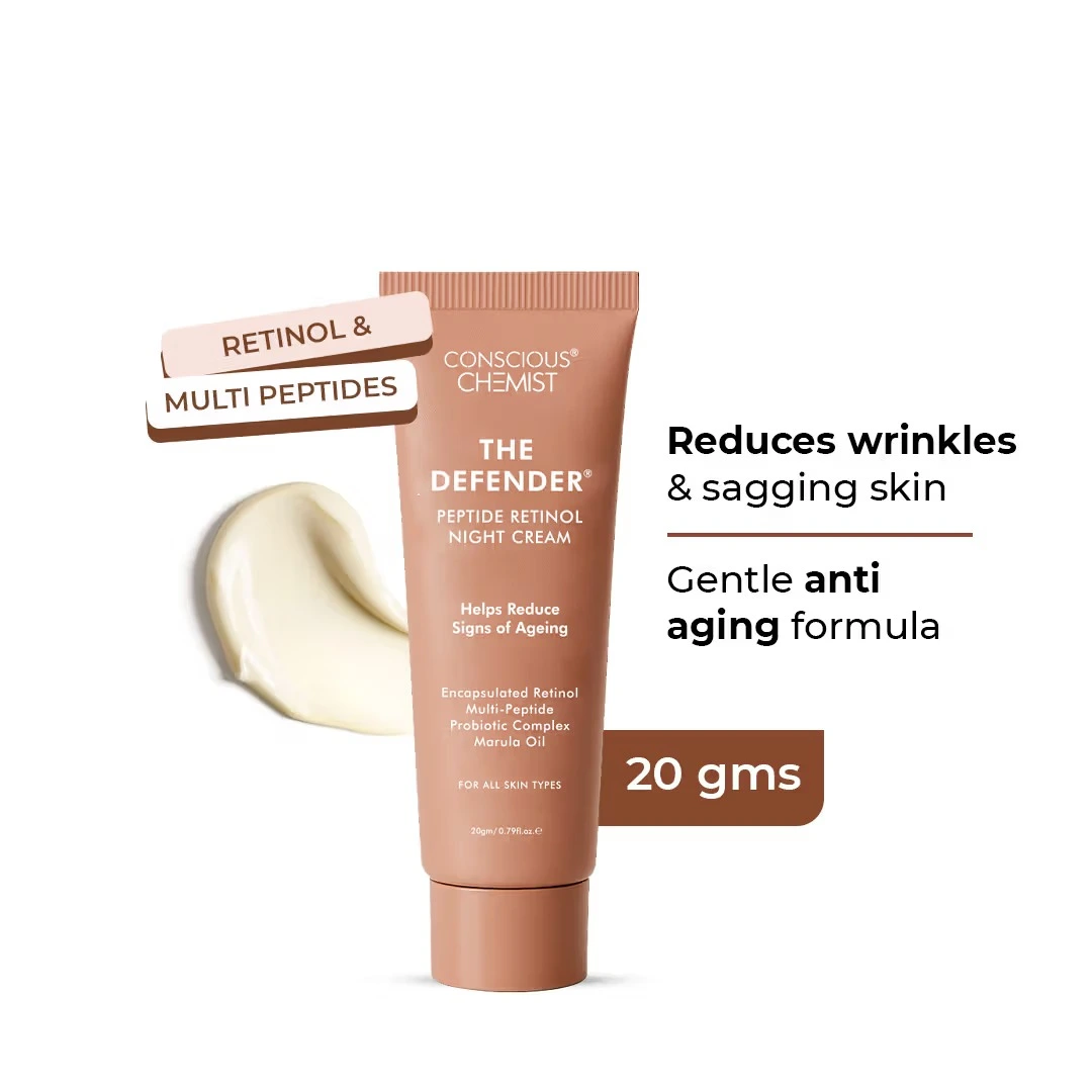 Conscious Chemist The Defender Multi Peptide Retinol Anti Aging Night Cream For Fine Lines & Sagging Skin - Image 2