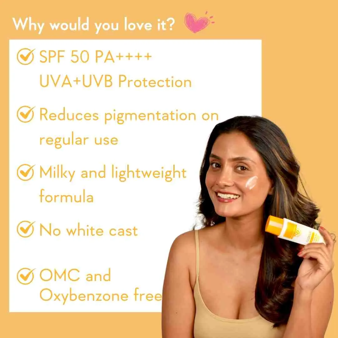WishCare Vitamin C Pure Glow Milk Sunscreen SPF 50 PA++++ - Image 2