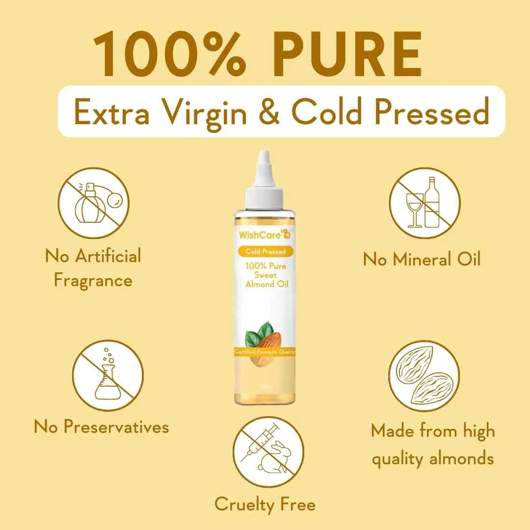 WishCare Cold Pressed Sweet Almond Oil 200ml - Image 2