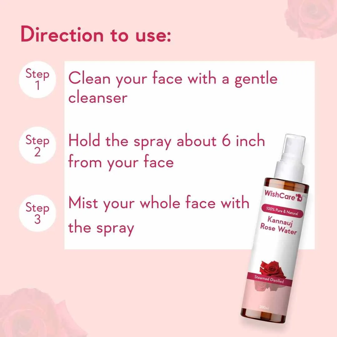 WishCare Pure & Natural Kannauj Rose Water 200ml - Image 2
