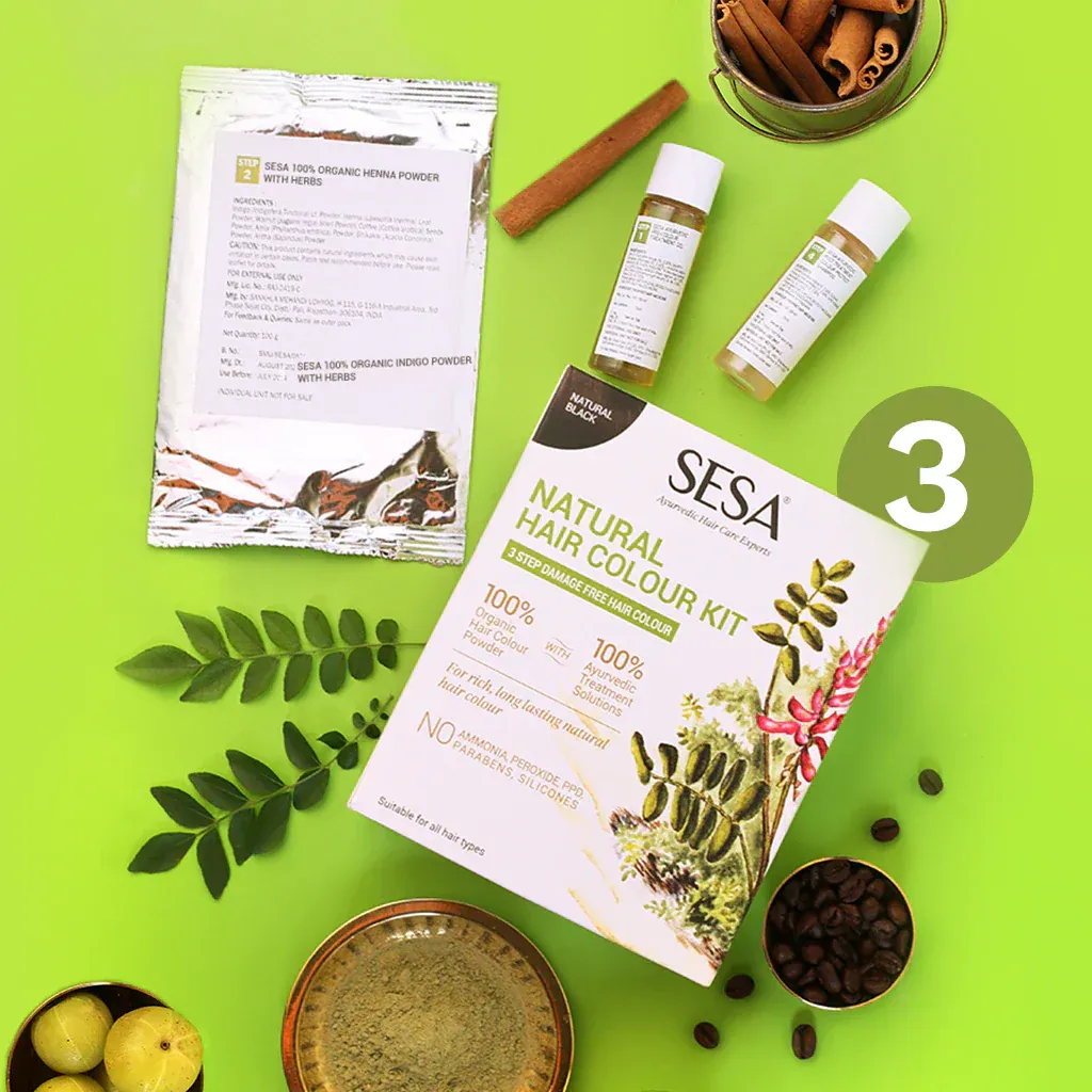 Sesa 3-Step Natural Hair Colour Kit Sesa 3-Step Natural Hair Colour Kit-Pack Size-1 set