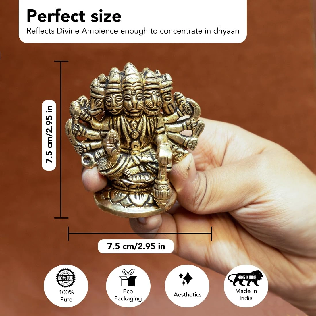 Pure Brass Panchmukhi Hanuman - Image 2