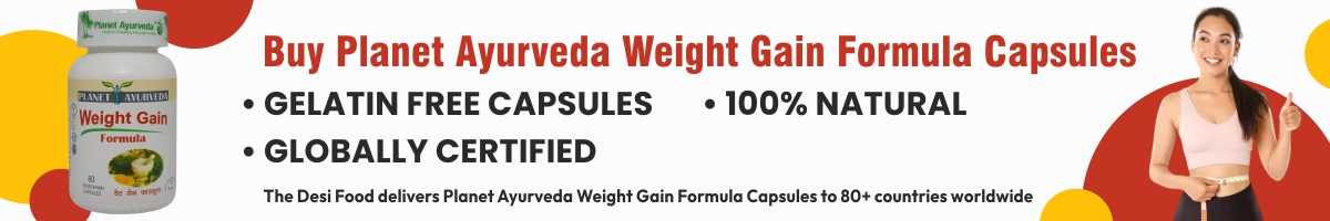 Planet ayurveda weight gain formula capsules main banner