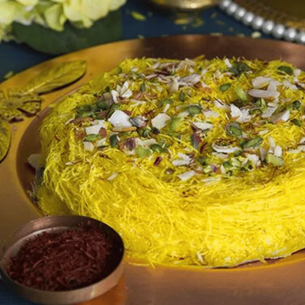 24 Carats Mithai Magic Kesar Sutarfeni | Traditional Gujarati Sweet | Pure Ghee & Saffron Strands-1