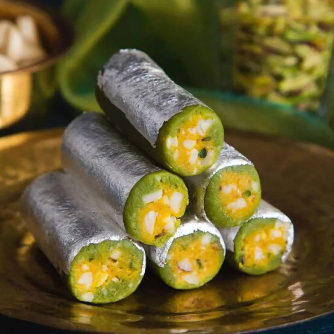 24 Carats Mithai Magic Pista Roll | Premium Dry Fruit Sweet | Authentic Surati Indian Mithai