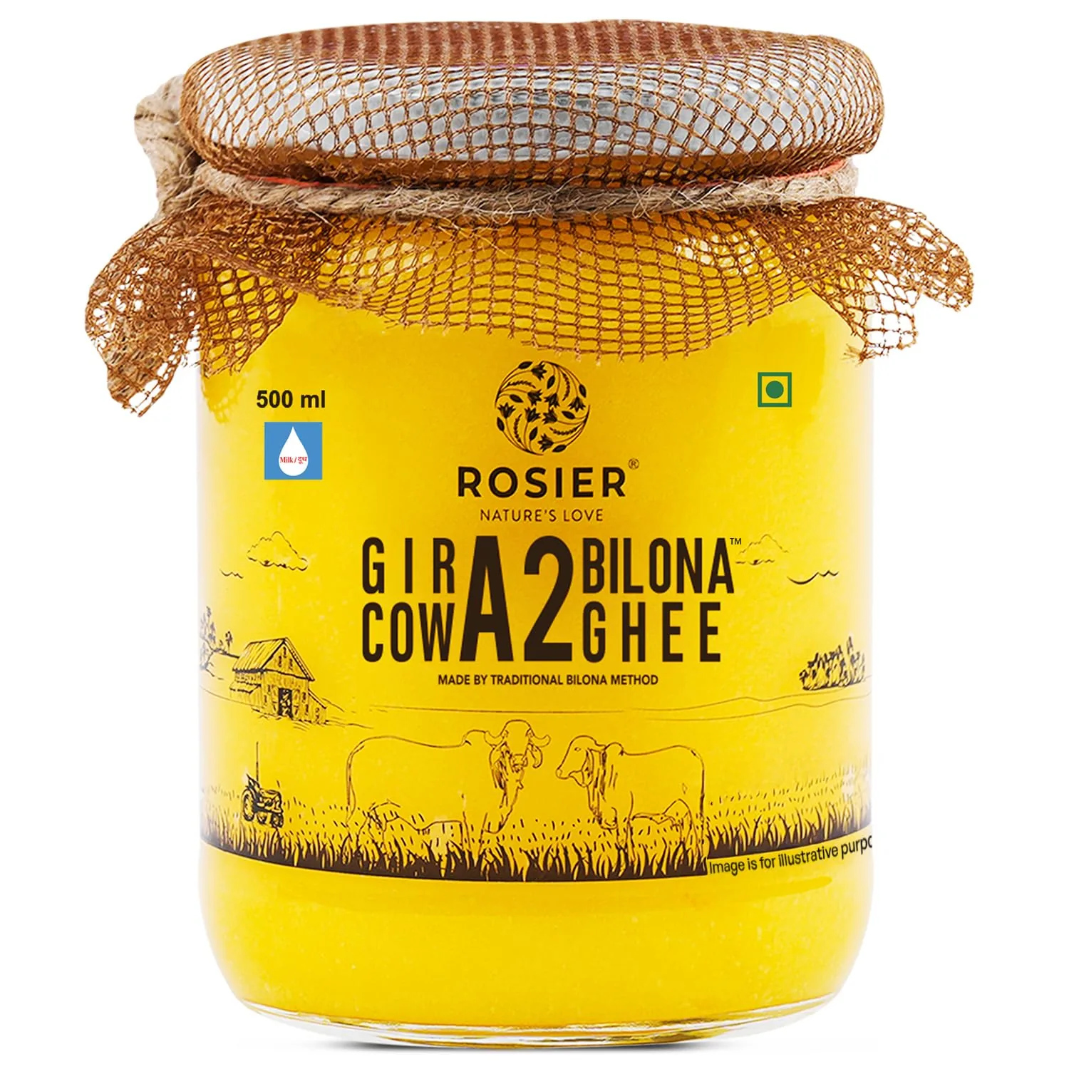 A2 Organics Desi Gir Cow A2 Bilona Ghee | Cultured Ghee | Vedic Bilona Method Ghee