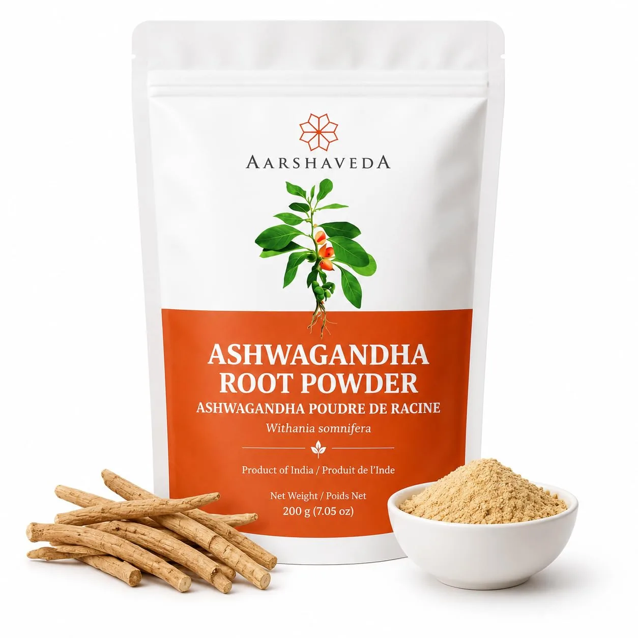 Aarshaveda Organic Ashwagandha Powder | Ayurvedic Adaptogen Root Supplement | Natural Stress Relief & Vitality Support