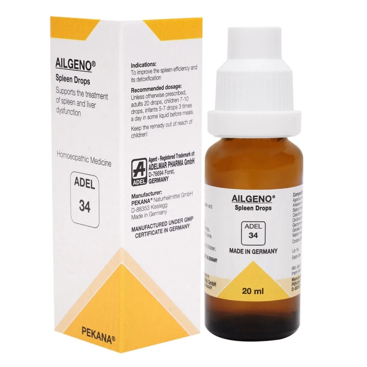 Adel Homeopathy 34 Ailgeno Drops | Spleen and Liver Support | Natural Detoxification Formula-3