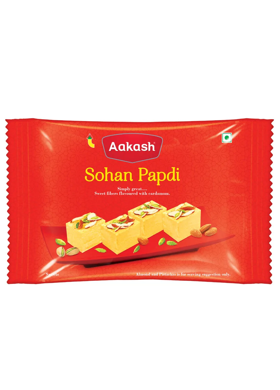 Akash Namkeen Sohan Papdi Desi Ghee | Layered Indian Mithai | Pure Ghee & Cardamom Sweet 400 gm