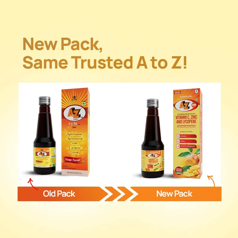 Alkem A to Z NS Syrup Mango Flavor | Multivitamin & Multimineral Supplement with Astaxanthin-3