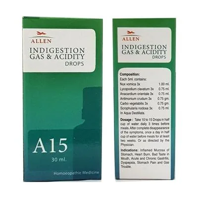 Allen Homeopathy A15 Indigestion Gas & Acidity Drops | Homeopathic Digestive Relief | Natural Stomach Soother-2