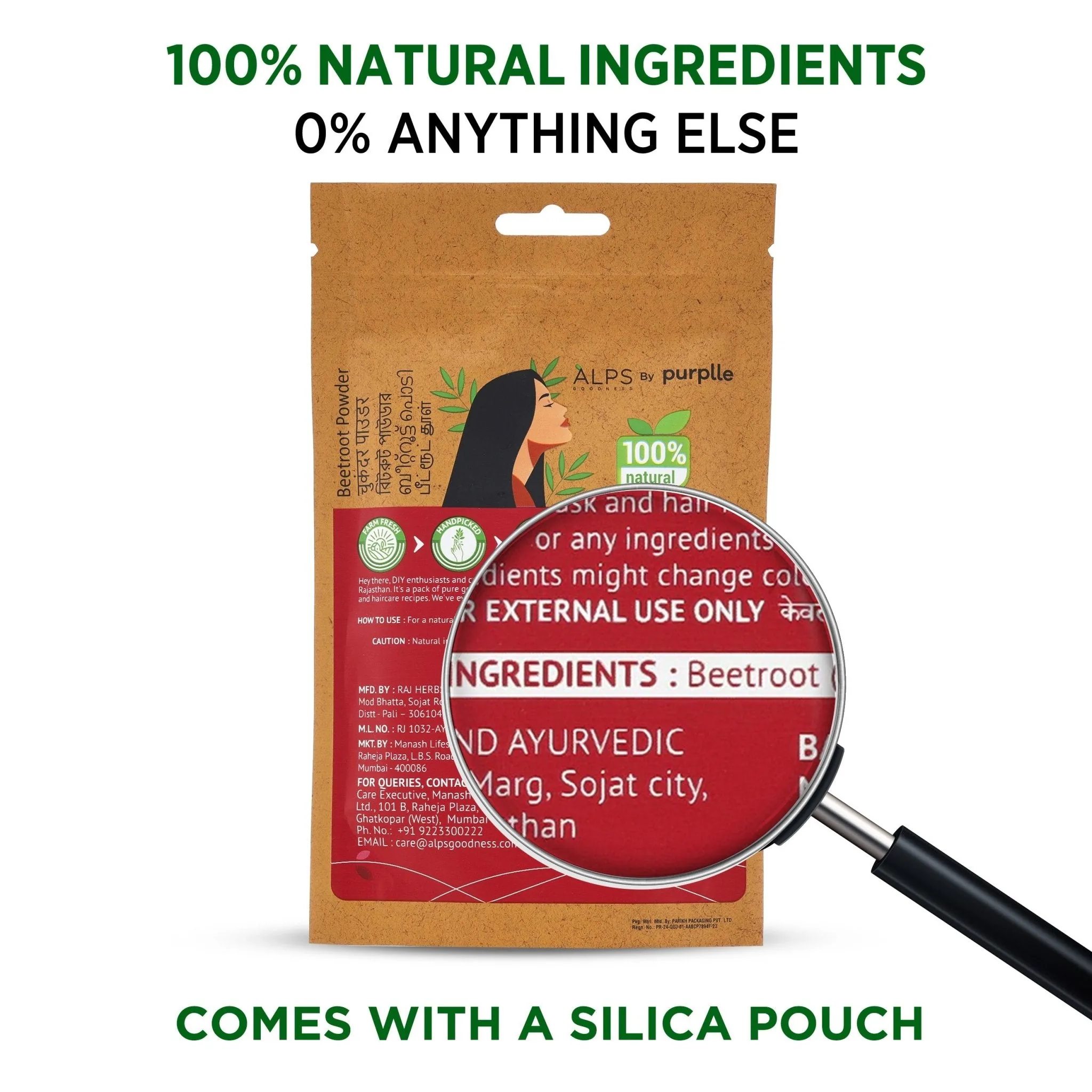 Alps Goodness Beetroot Powder | Natural Hair & Face Mask | Skin Brightening & Scalp Care-3